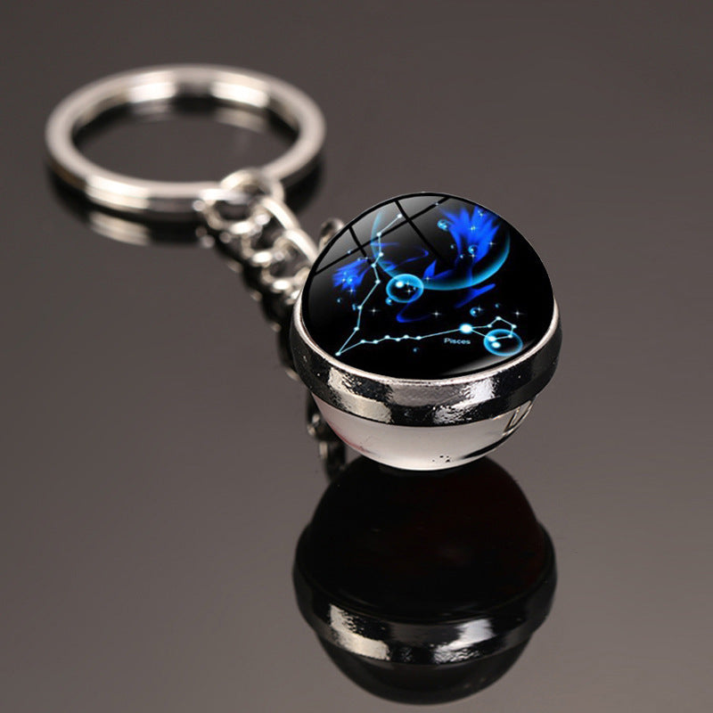 Zodiac Constellation Keychain With Glass Gemstone Alloy