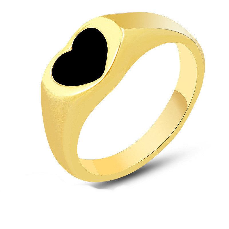Black Heart Shape Ring Titanium Steel Fashion Ring Women