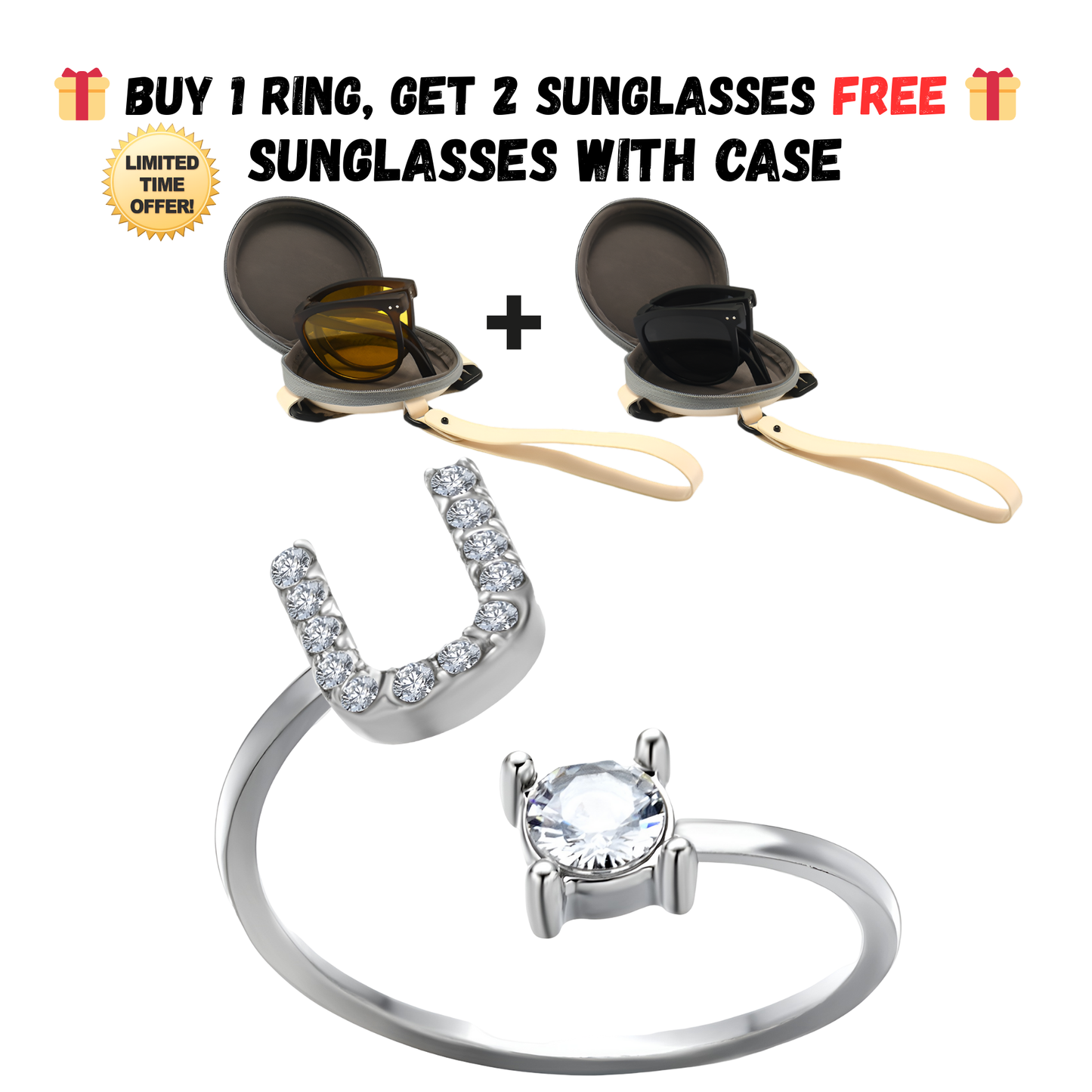 Adjustable Letter Zircon Ring with Alphabet Initials A Z Copper Alloy Jewelry Gift for Women Elegant Gift Idea