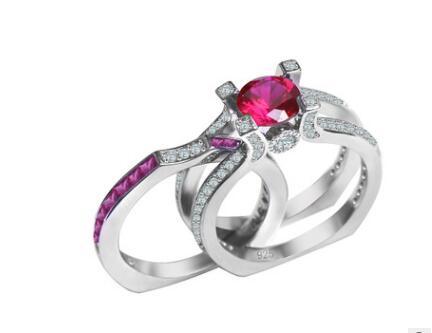 Copper Ring Set With Cubic Zirconia Stones Geometric Wedding Bands For Women Fashion Jewelry 12mm Elegant Design