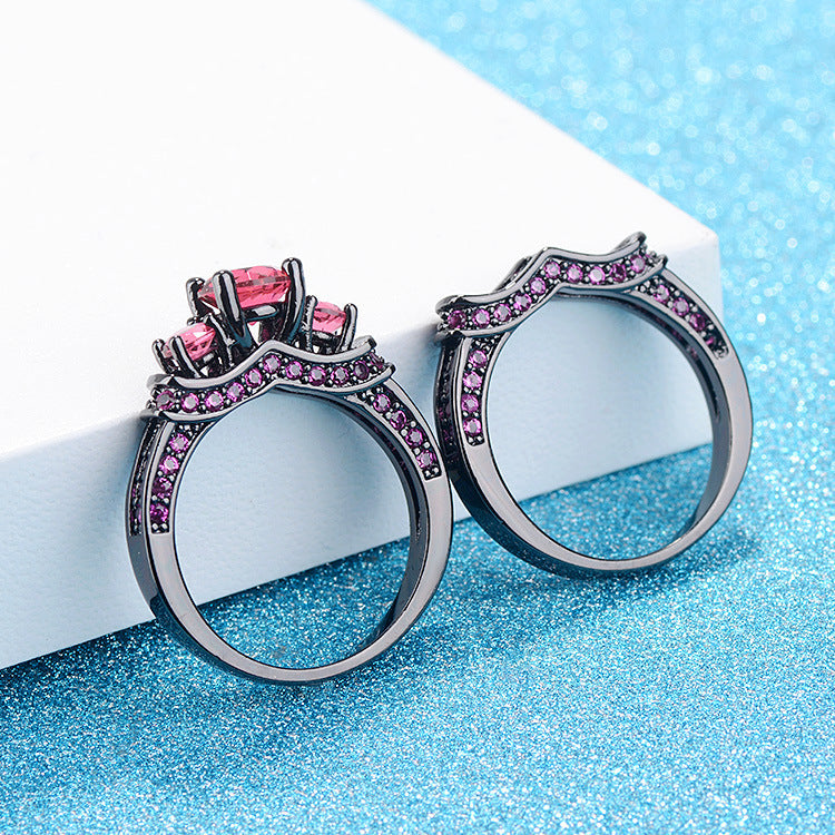 Black Gold Ring Stainless Steel Geometric Totem Ring Copper Fashion Jewelry for Men and Women Religious Totems