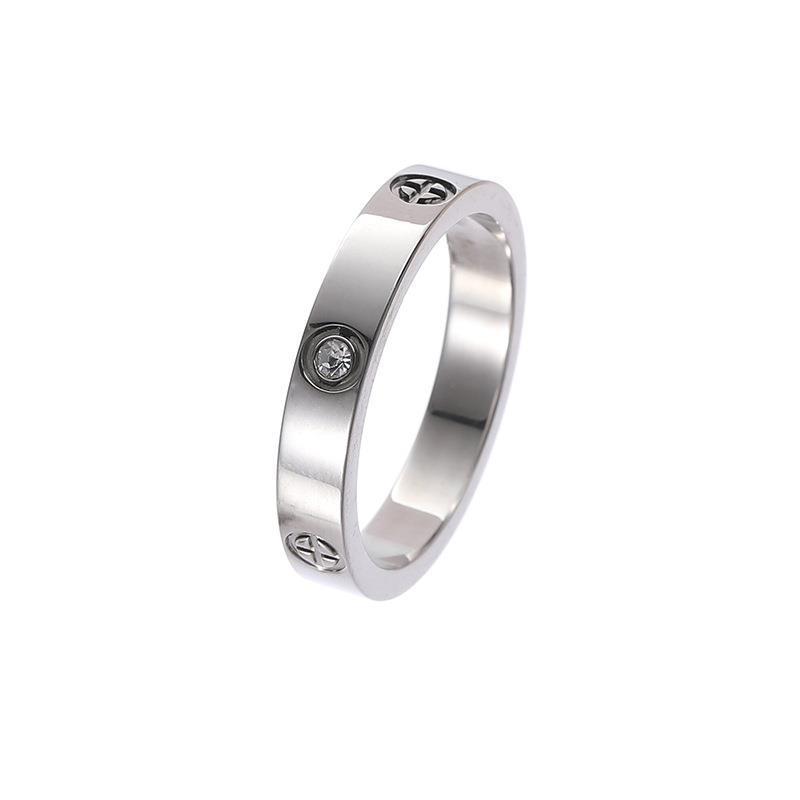 Womens Titanium Steel Ring With Geometric Design And Embedded Diamonds Stainless Band Non Fading Light Luxury Jewelry