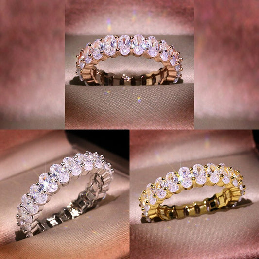 Zircon Oval Ring Geometric Design In Brass And White Steel Womens Wedding Ring Gift For Everyday Wear And More Style