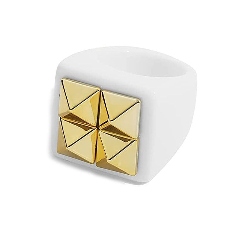 Womens Resin Rings Geometric Electroplated Rings Trendy Fashion Jewelry Statement Rings Must Have Fashion Women