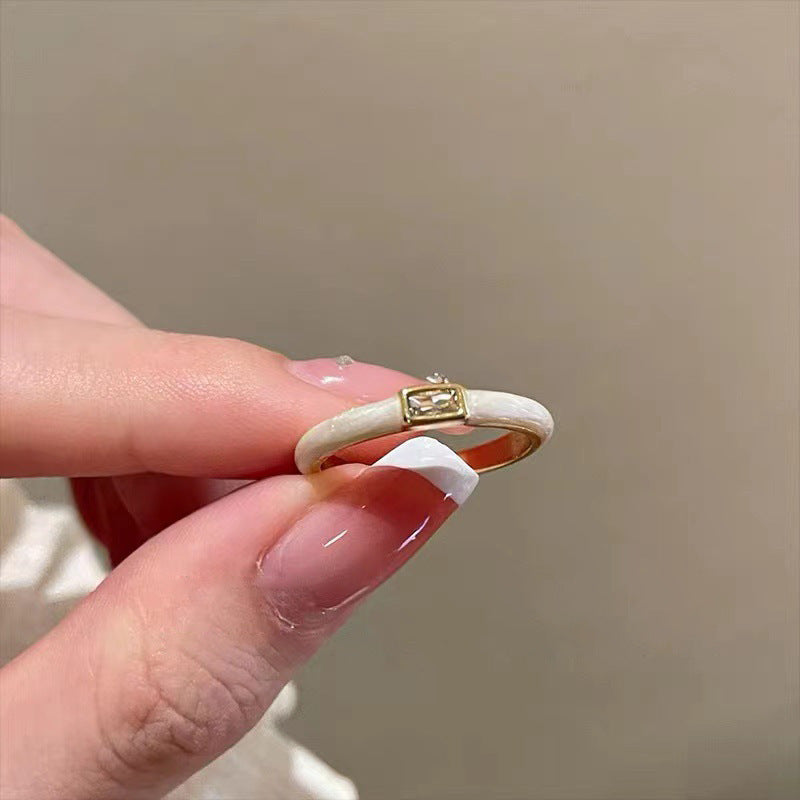 Womens Adjustable Copper Geometric Open Ring Glazed Finish