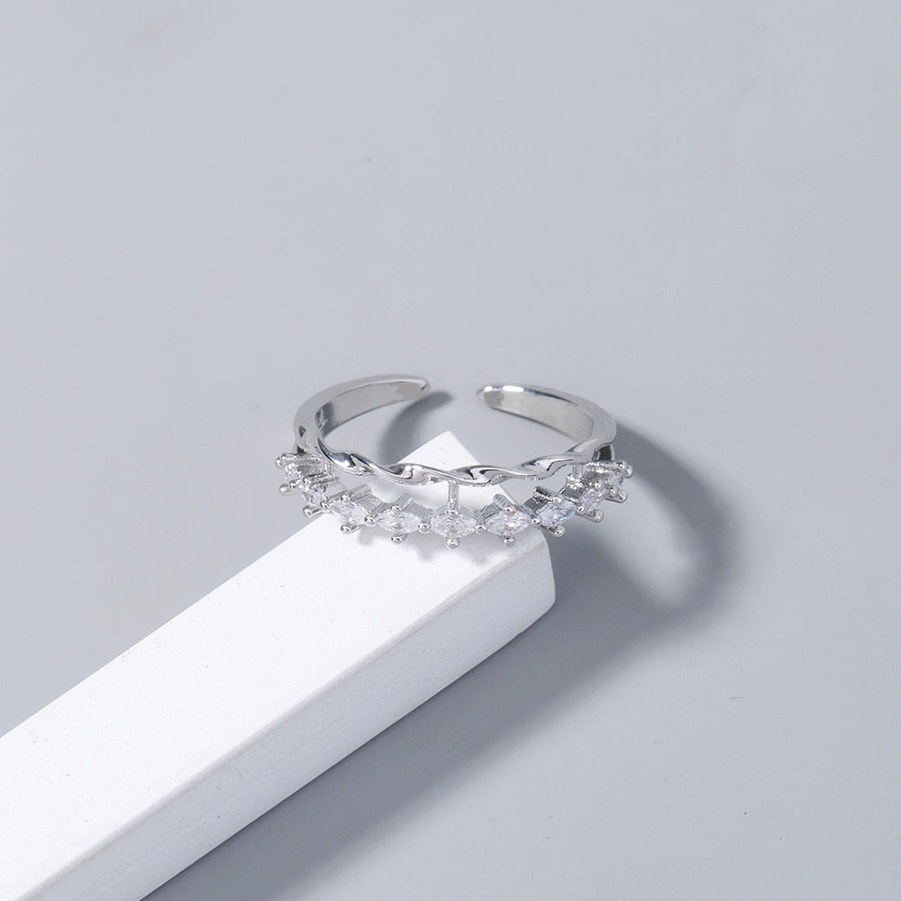 Geometric Zircon Ring For Women Copper Ring Micro Index Accent Ring Index Finger Ring Ins Fashion Jewelry Gift