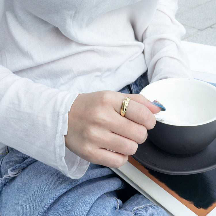 Womens Sterling Silver Ring S925 Opening Ring Simple Band Thai Silver Ring Plain Silver Band for Women Girls Thin Lightweight Ring