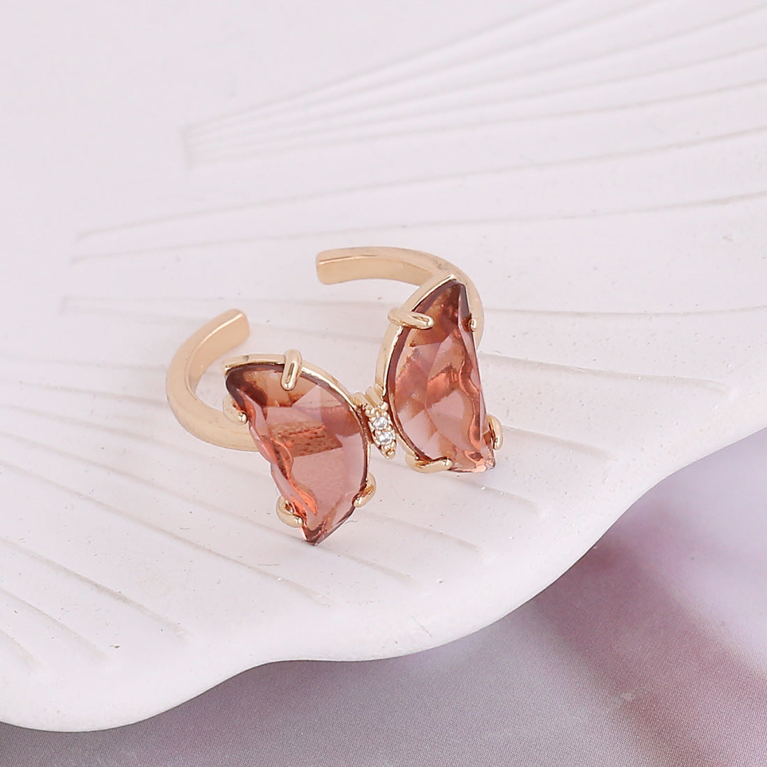 Butterfly Ring Electroplated Copper Elegant Butterfly Shaped Ring Fashion Jewelry Delicate Design Trendy Ring One Size