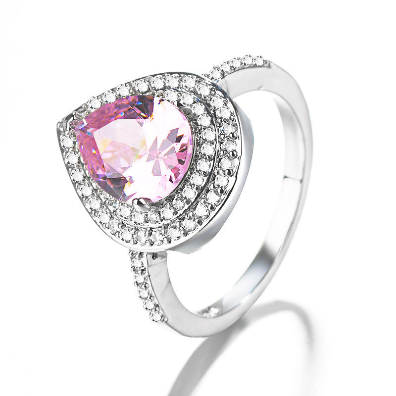 Blue Topaz Water Drop Pear Ring Sterling Silver Diamond Accented Gemstone Jewelry Gift For Her Elegant Sparkle