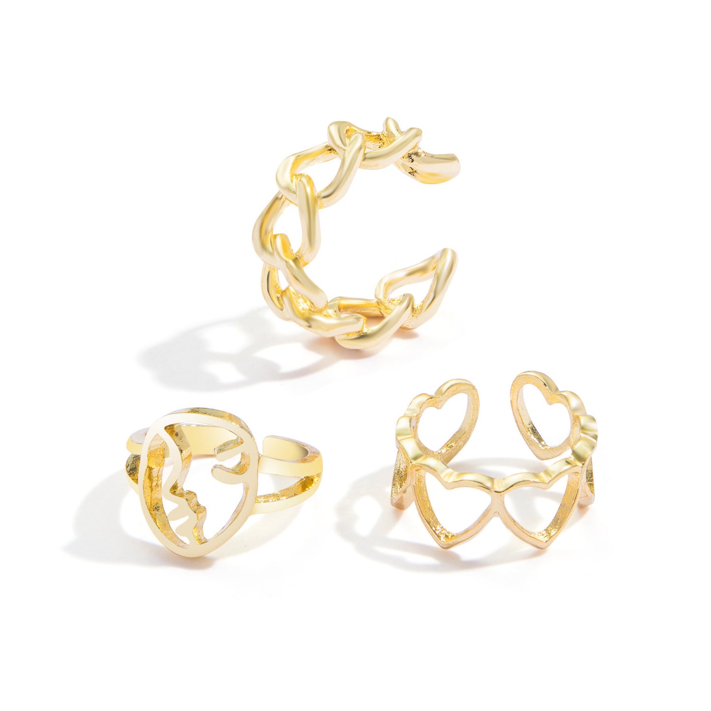 Butterfly Couple Ring Set Adjustable Open Rings Punk Style Gold and Silver Electroplated Alloy for Women and Girls