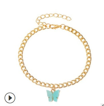 Womens Butterfly Anklet Electroplated Alloy Foot Jewelry European Fashion Charm Anklet Elegant Accessory Butterfly