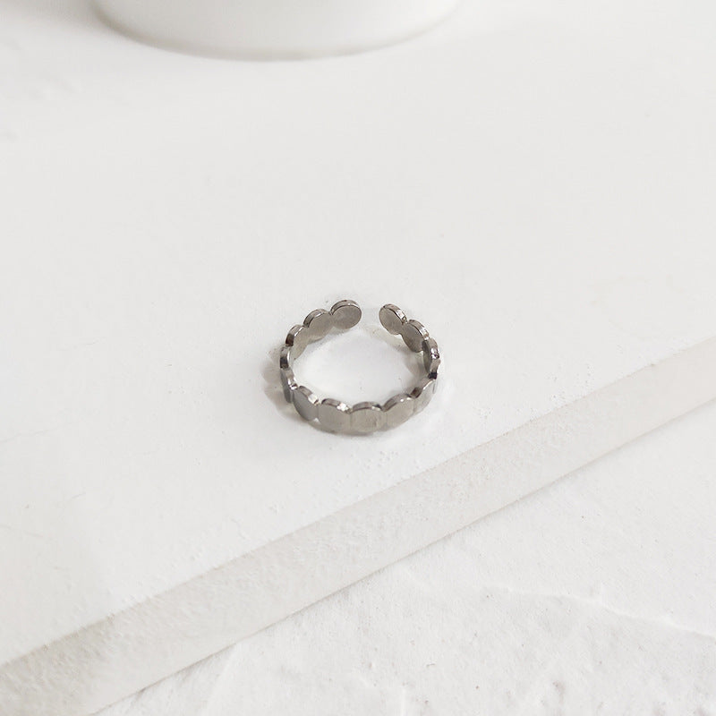 Wide Face Geometric Wave Ring Copper Electroplated Adjustable Opening European American Style Fashion Jewellery