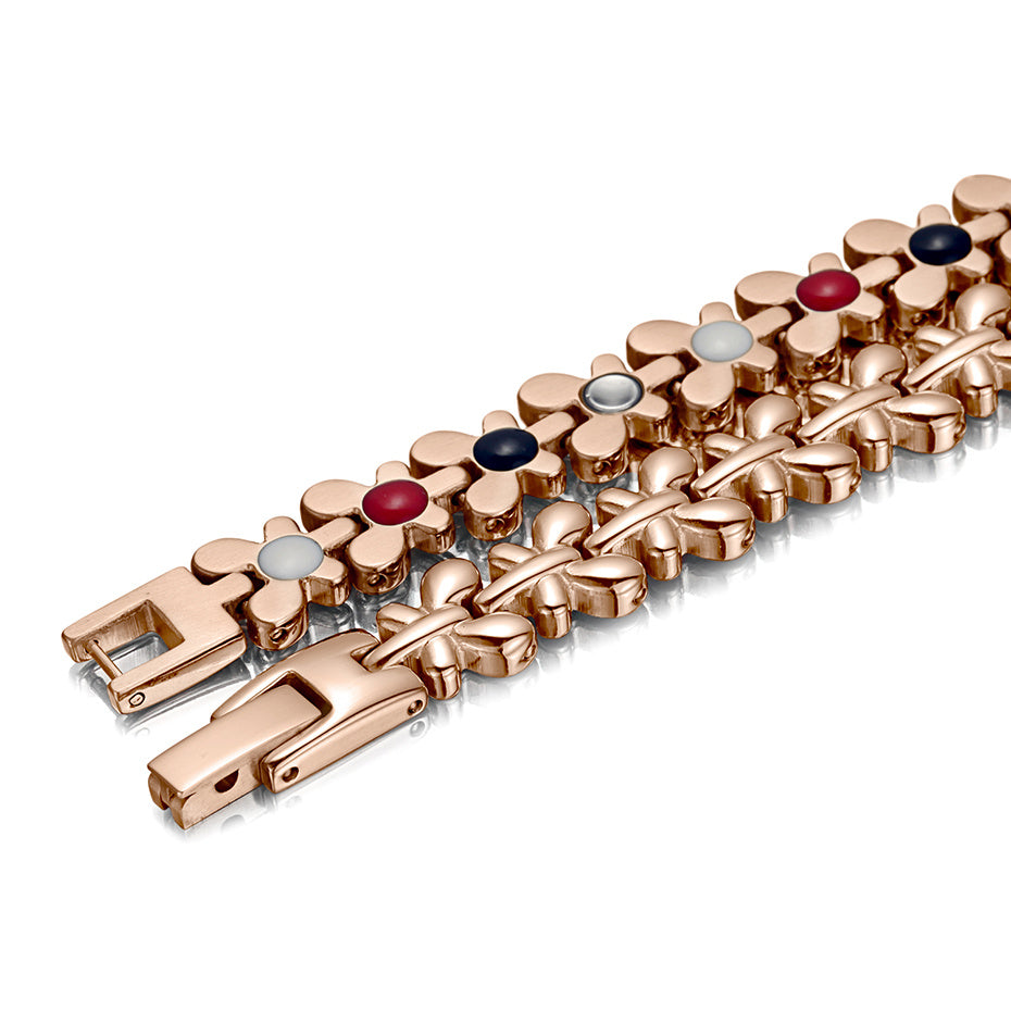 Womens Titanium Steel Magnetic Bracelet Elegant Jewelry Design Four In One Stainless Steel Bracelet Fade Resistant