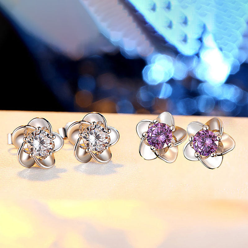 925 Sterling Silver Chinese Style Flower Drop Earrings Gemstone Inlaid Electroplated Jewelry For Daily Wear Lux