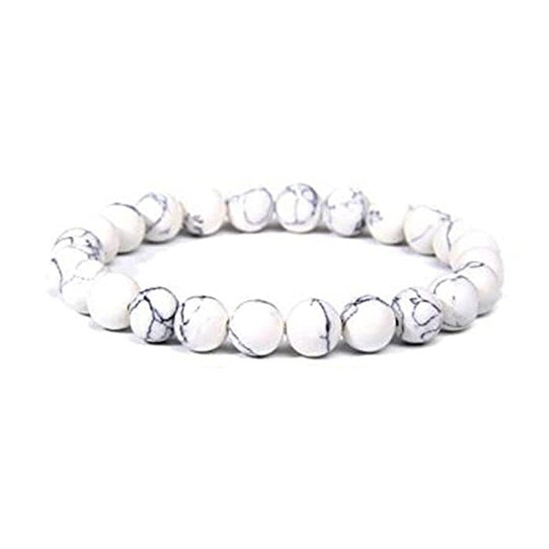 Unisex Beaded Bracelet Natural Volcanic Rock With Agate Beads Geometric Design 8mm Beads Simple Jewelry Beaded