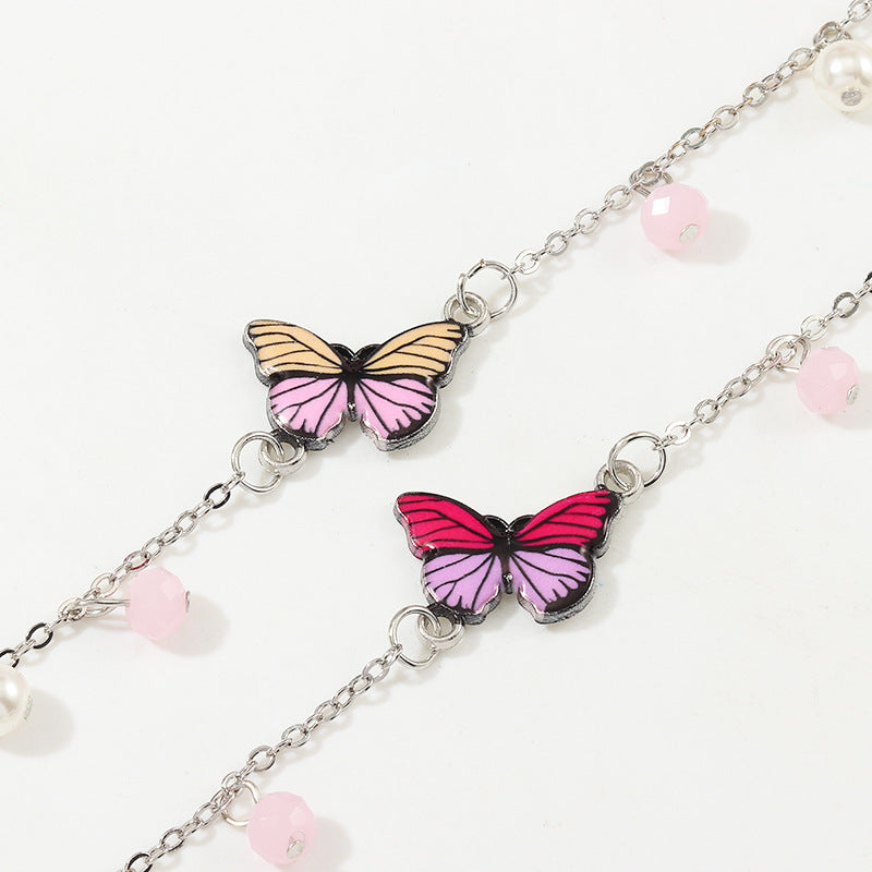 Butterfly Alloy Bracelet Bangle With Elegant Oil Drop Pendant Butterfly Charm Jewelry Gift For Women And Girls