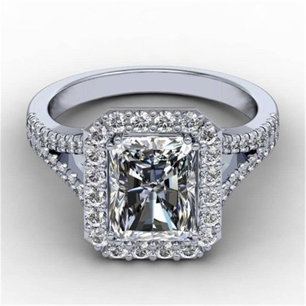 Geometric Alloy Ring With Gemstone Inlay Womens Fashion Jewelry Individually Packed Gift For Her Trendy Jewelry