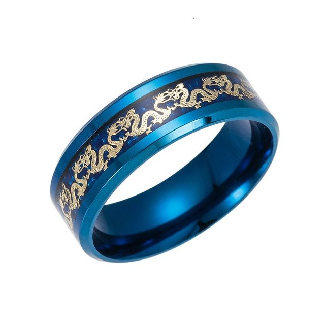 Mens Stainless Steel Golden Dragon Ring European American Fashion Jewelry Individually Packed Gift Trade Ready