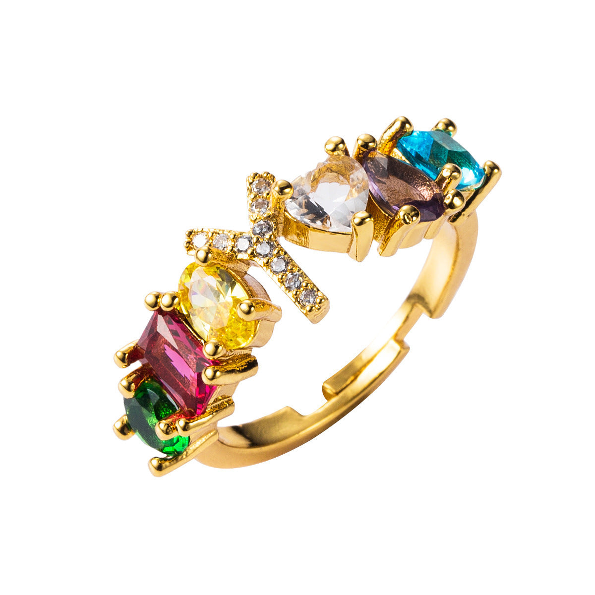 26 letters micro inlaid zircon letter ring