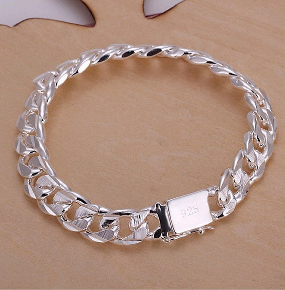 Unisex Silver Plated Geometric Metal Bracelet With Side Buckle Design Jewelry For Men Individually Packed High