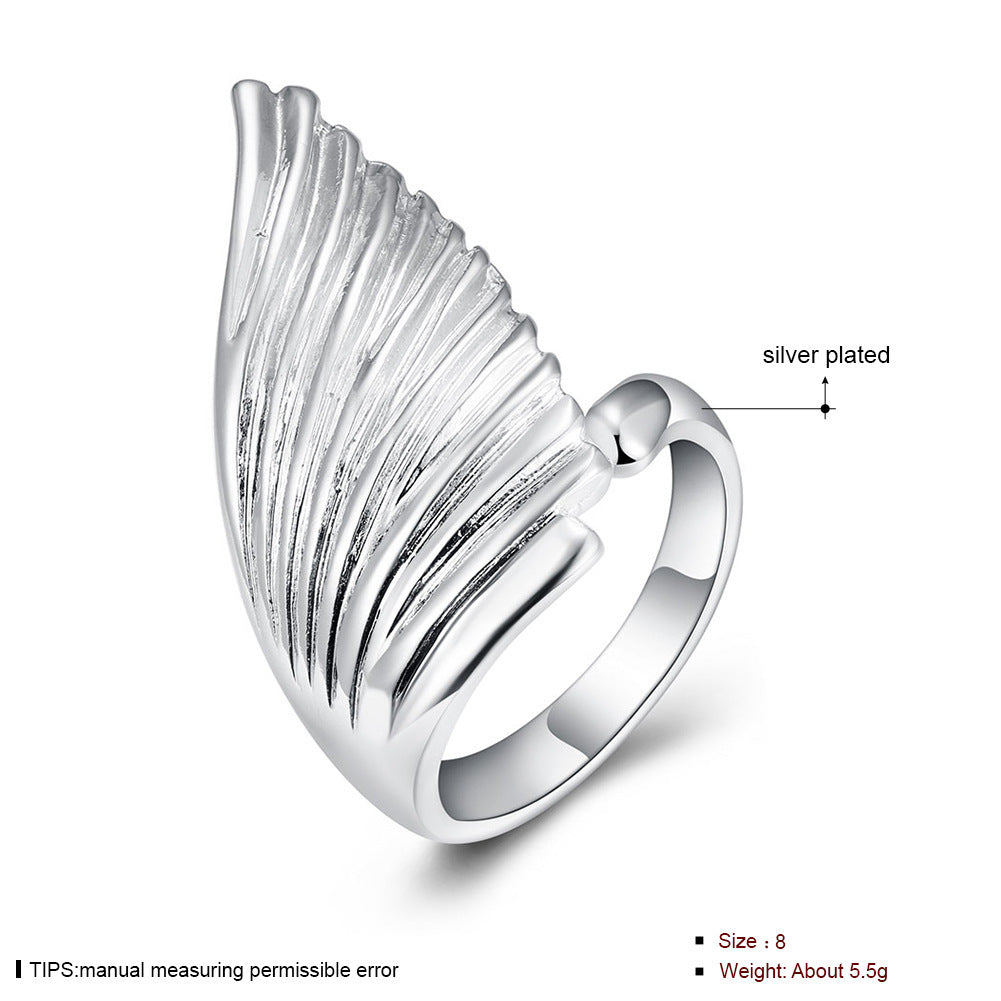 Angel Wing Ring Silver Plated Copper Unisex Creative Everyday Wear Ring Gift For Birthday Anniversary Everyday