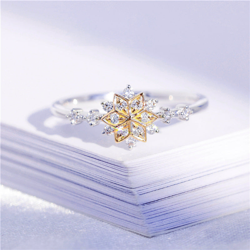 Copper Snowflake Ring Fashion Geometric Design Ring For Festivals Couple Ring Gift European American Ring Ring
