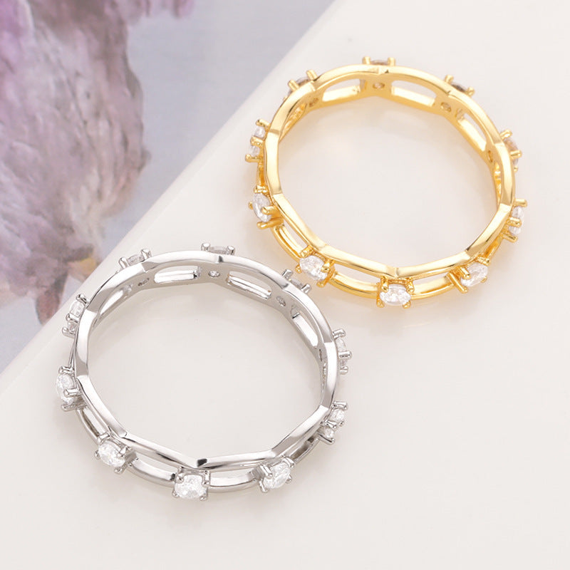 Unisex Snake Ring Gold Plated Copper Ring Zircon Inlaid Geometry Design Jewelry European American Jewels Style