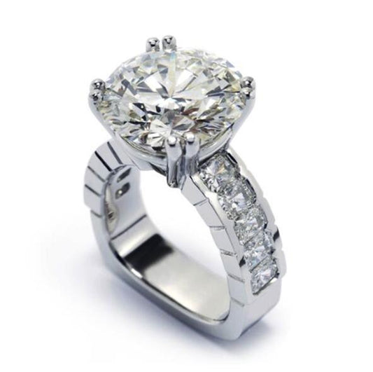 Zirconium Diamond Ring Copper White Plated Elegant Sparkling Engagement Anniversary Band For Women Fine Finish