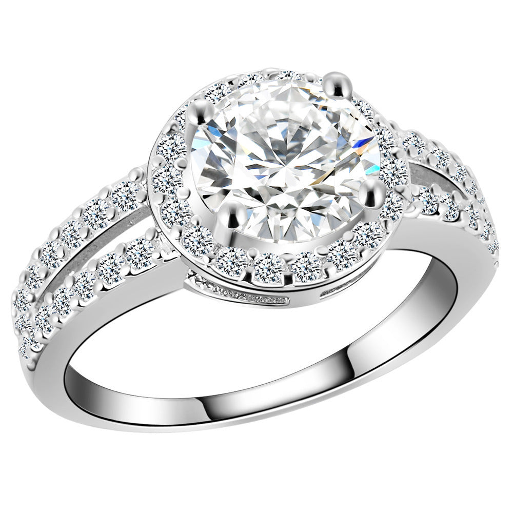 Womens Zircon Ring Eight Hearts Crown Design Copper Plated Wedding Engagement Anniversary Gift Jewelry Elegant