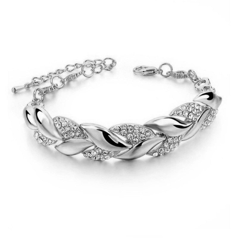 Golden Leaf Alloy Bracelet For Women And Girls Everyday