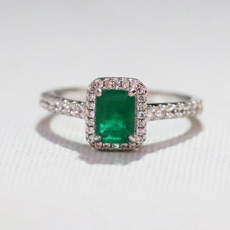Crown Ring Synthetic Paraiba Crystal And Emerald Accent