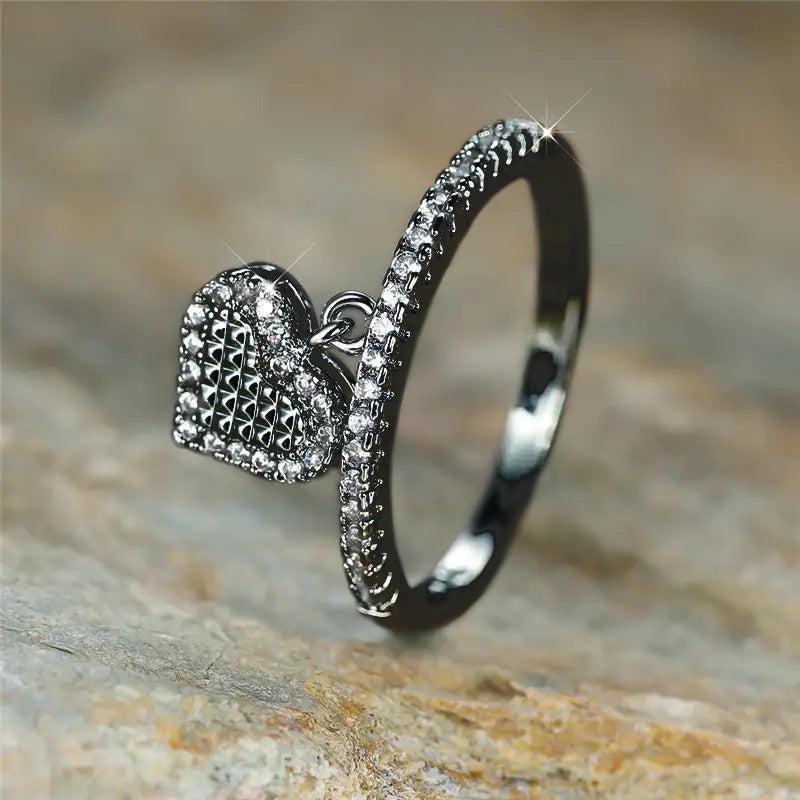 Heart Shape Zircon Ring Copper Jewelry For Women Exquisite Gift For Daily Wear Fashion Accessory Daily Sparkle