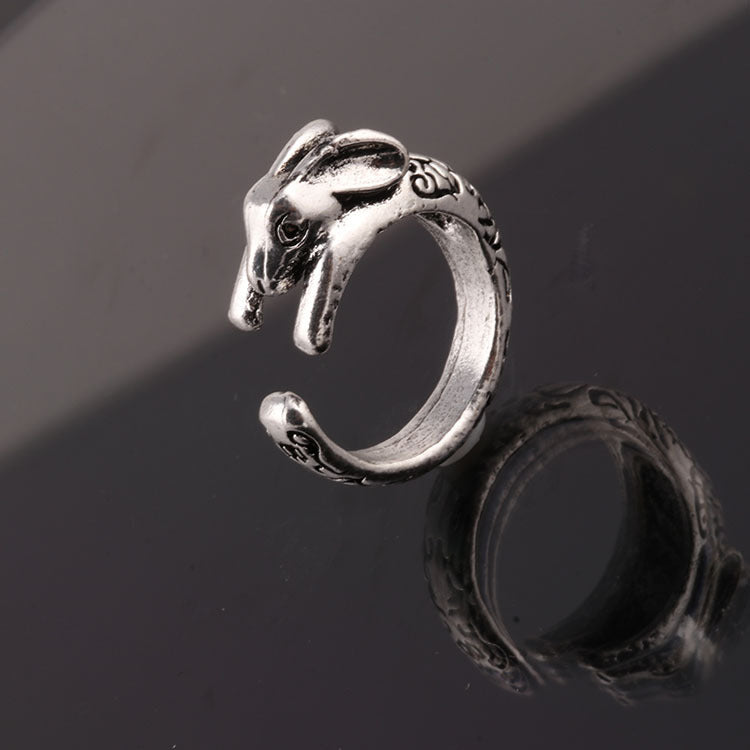 Vintage Alloy Ring With Retro Bunny Zodiac Design Electroplated Jewelry For Women And Men Durable Everyday Wear