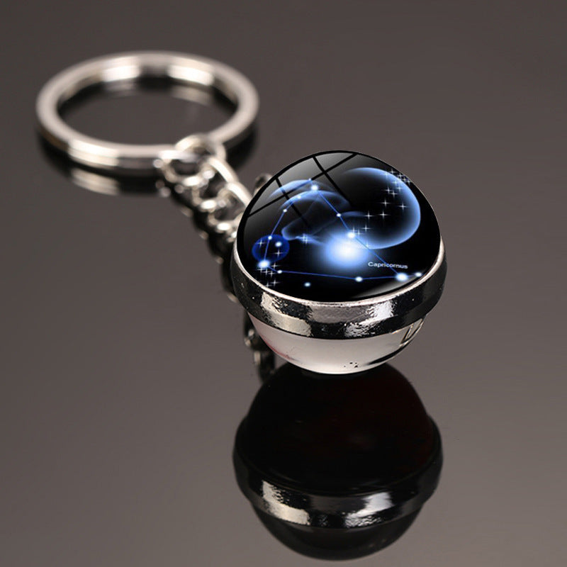 Zodiac Constellation Keychain With Glass Gemstone Alloy