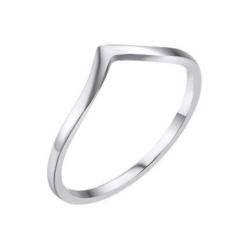 Womens Titanium Steel Ring Electroplated Geometric Ring Irregular Round Tapered Elements Mountain Shape Design