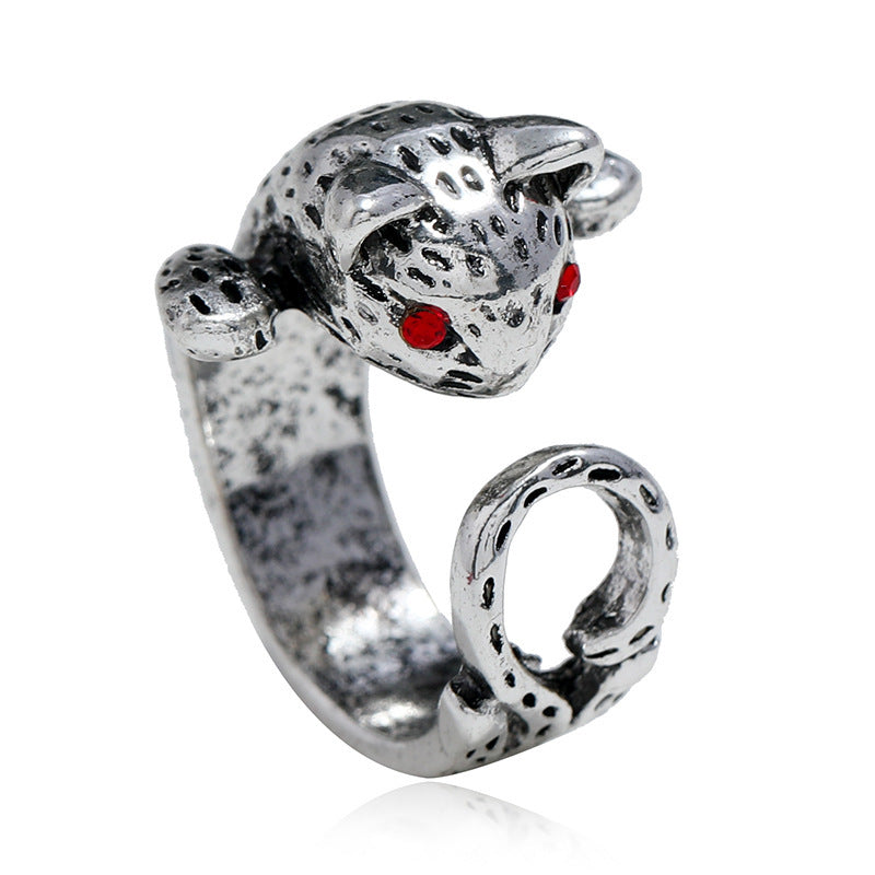Adjustable Lucky Cat Ring For Women And Girls Vintage Distressed Silver Finish Copper Ring European Fashion Cute Animal