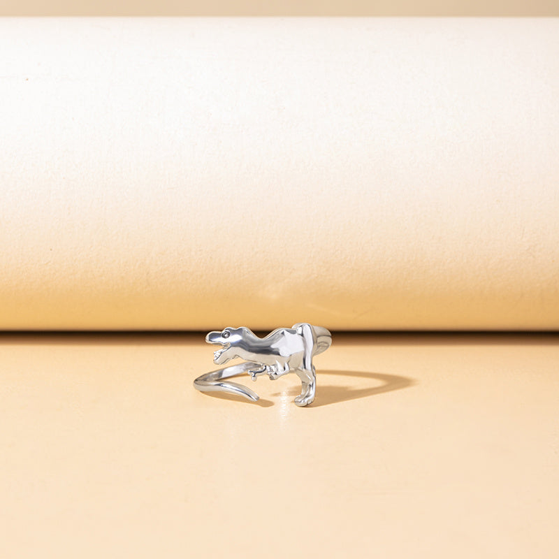 Adjustable Alloy Dinosaur Ring Set Tyrannosaurus And Stegosaurus Open Rings Fashion Jewelry Gift For Women Lovers