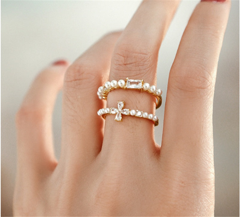 Beaded Womens Ring Vintage Alloy Electroplated Jewelry