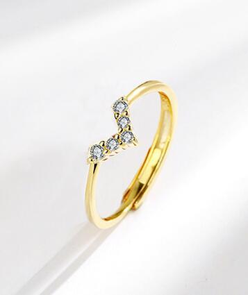 Sterling Silver Ring With Emerald Diamonds Korean Style Geometry Diamond Festive Packaging Individually Packed