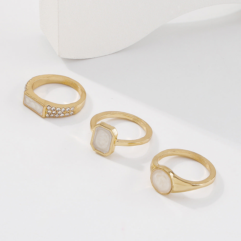 Retro Geometric Alloy Ring Set Imitation Dripping Oil Design European American Travel Souvenir Gift Ring X1 X1