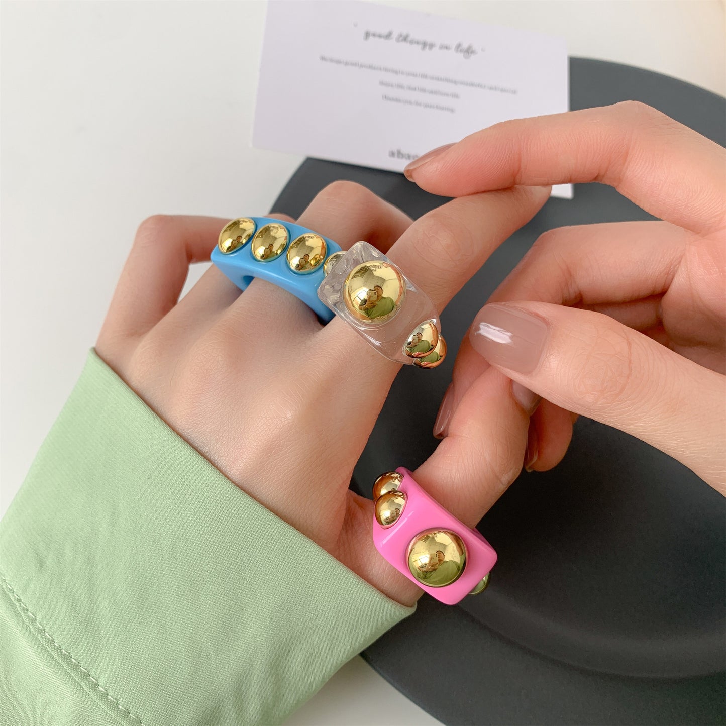 Womens Acrylic Geometric Chunky Rings Set 3 Piece Fashion Statement Jewelry For Daily Wear Gift Sets Daily Use