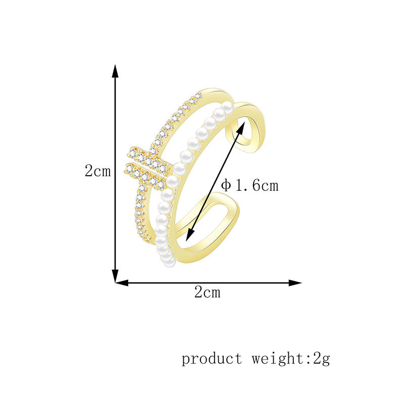 Women Geometric Square Ring Pendant Necklace Exquisite Copper Jewelry Simple Fashionable Design Ring New Style Chic