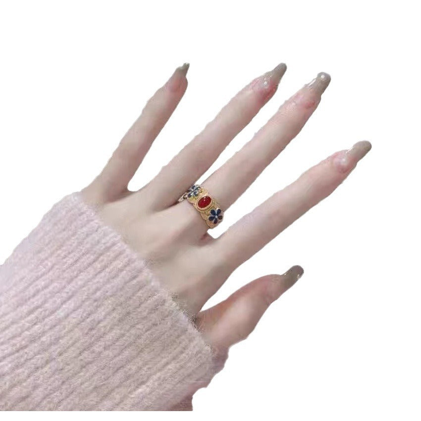 Copper Adjustable Ring Geometric Open Woven Design Yellow Gold Fashion Jewelry Gift Durable Everyday Statement