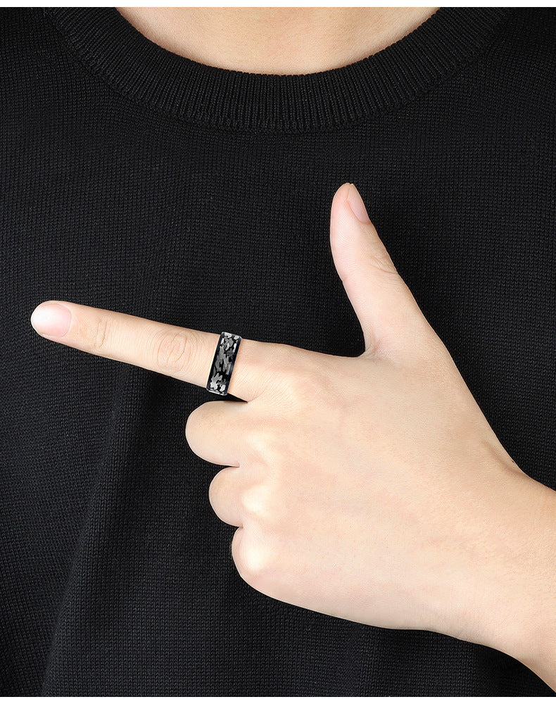 Mens Tungsten Gold Ring 8mm Polished Electroplated Hip Hop Style Korean Fashion Jewelry For Daily Wear Event Club