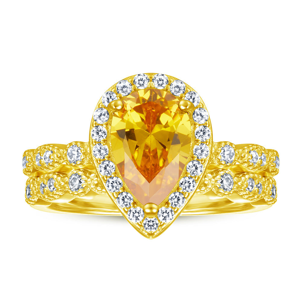 Womens Sterling Silver Rings Set Drop Shape Design European American Inspired Fashion Jewelry For Women Lineup