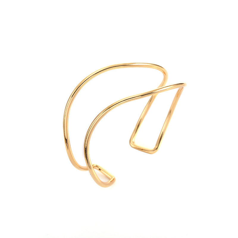 Womens Adjustable Gold Geometric Metal Bangle Bracelet Irregular Pattern Jewelry Gift For Women Everyday Wear Accessory