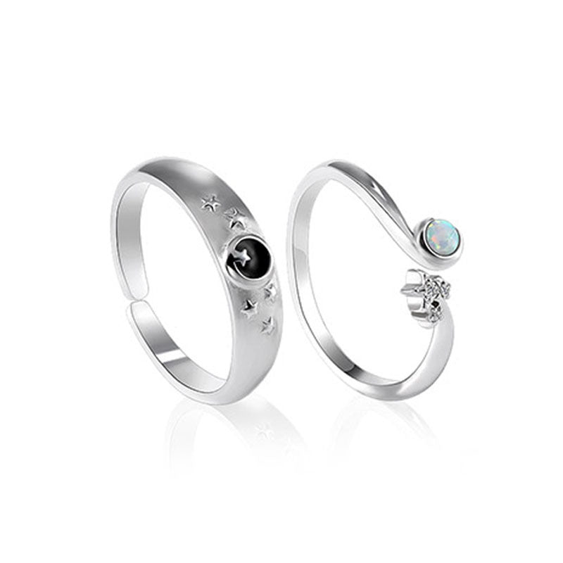 Adjustable Planet Rings For Lovers Copper Matching Moonstone Electroplated Fashion Trend Gel Ring For Moonstone