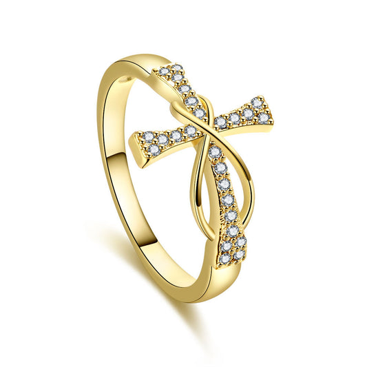 Zircon Diamond Accent Geometric Copper Ring Electroplated For Engagement And Anniversary Jewelry Womens Fashion Elegance