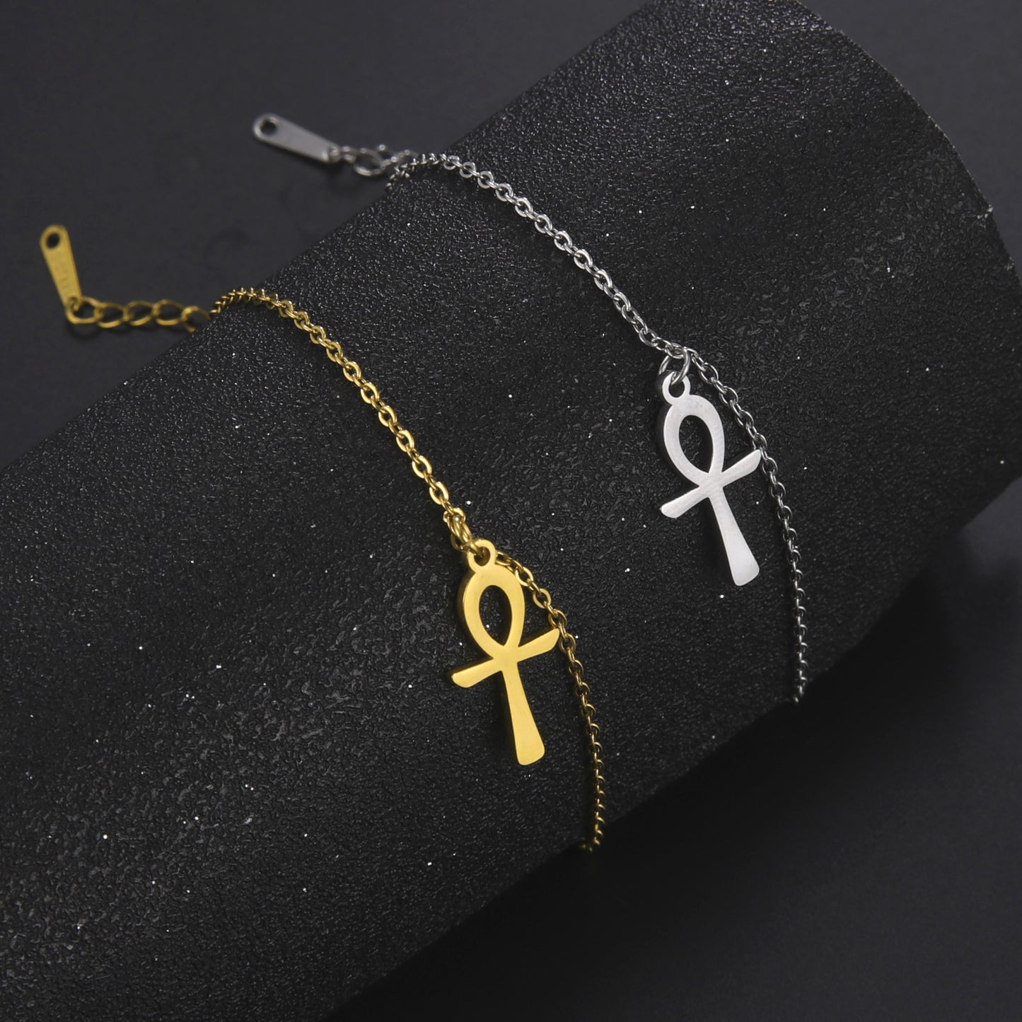Womens Stainless Steel Cross Bracelet Simple Chic Religious Jewelry Cross Charm Bracelet Gold Or Steel Finish Everyday