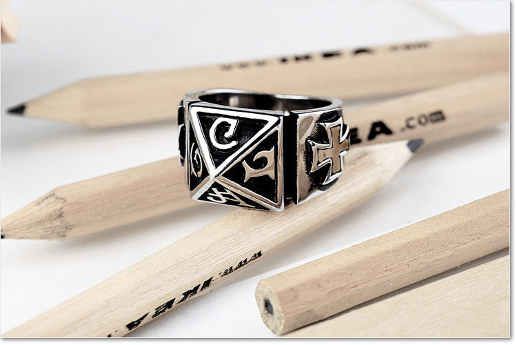 Mens Titanium Steel Ring Retro Electroplated Fashion Jewelry Ring For Men Statement Band Vintage Finish Luxury